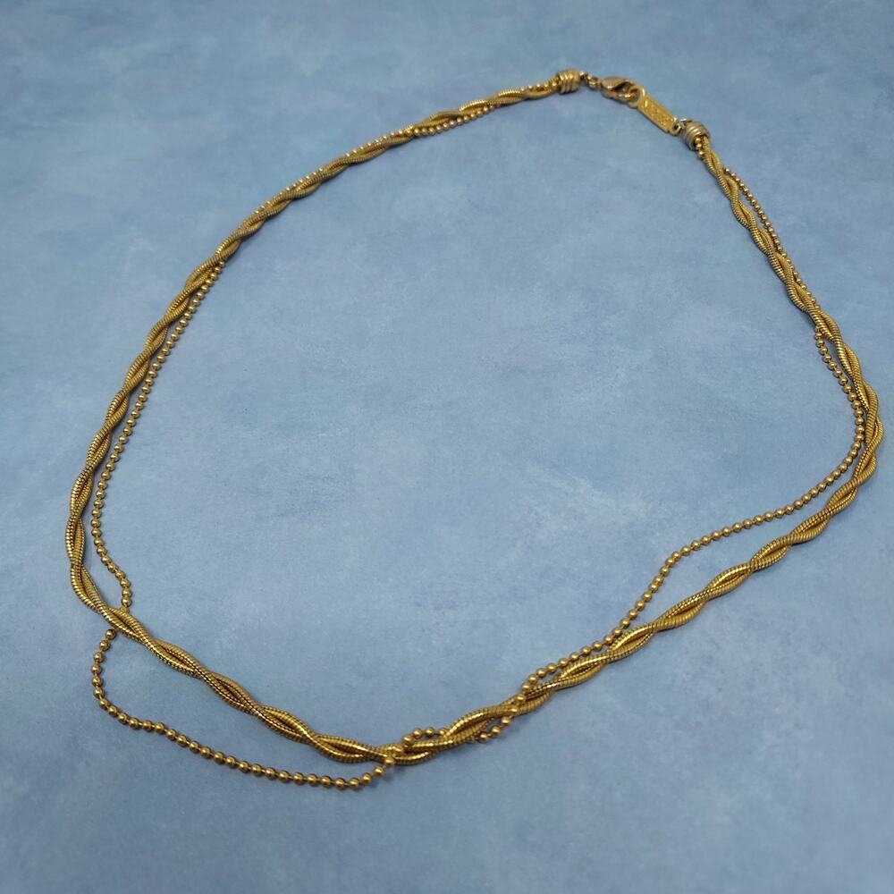 Vintage Napier Minimalist Double Gold Tone Chain Military Ball Twisted Snake 18"